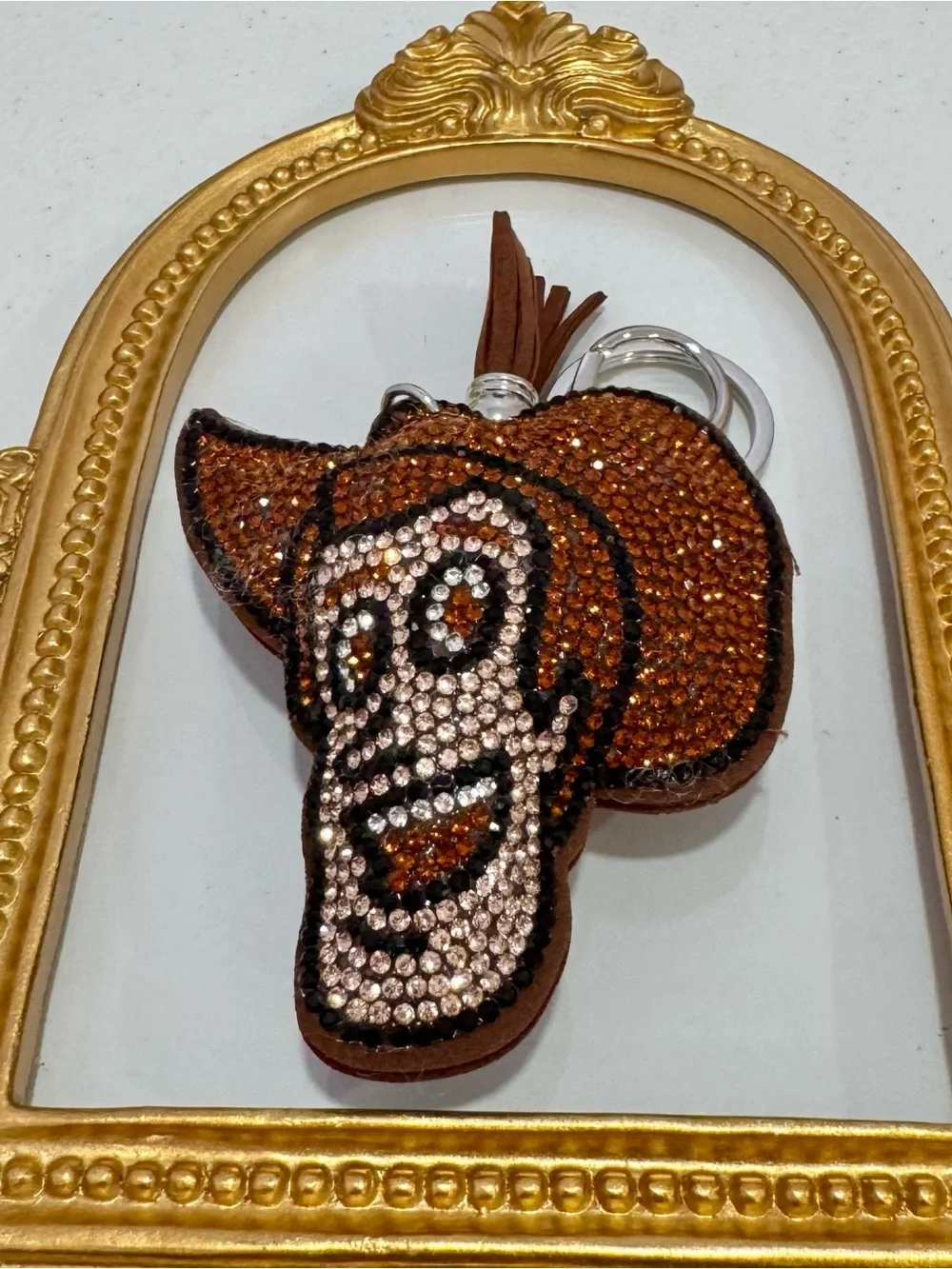 New Embellished Brown Crystal Skull Woody Cowboy Keychain